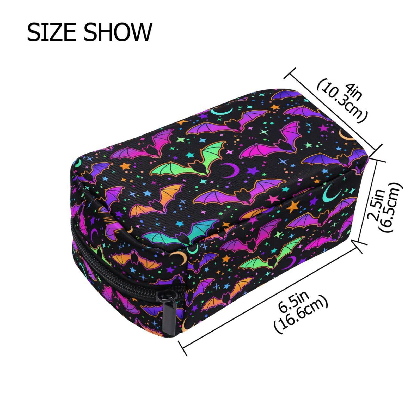 MNSRUU MNSRUU Small Cosmetic Bag for Girl Women Travel, Bats Moons and Stars Makeup Toiletry Organizer Bags with Compartments