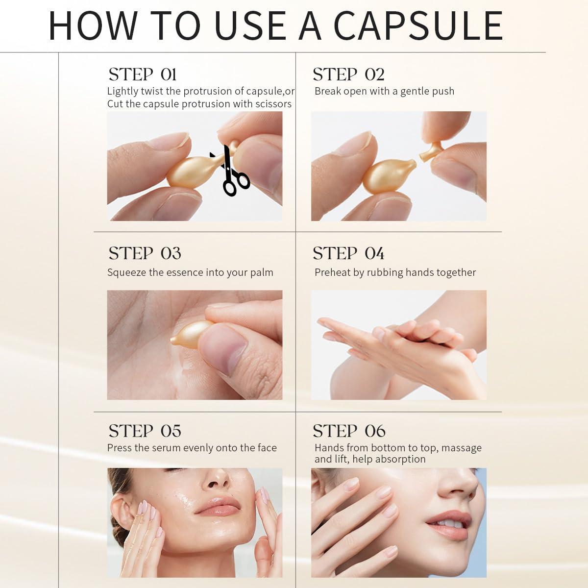 HKH Pro-Retinol Serum For Face Anti-Aging Wrinkle 48 Capsules, Vitamin C Anti-Wrinkle,Vitamin A Retinol Collagen Anti-Aging Night Serum For Women,Smooth,Hydrate,Firming Skin,Travel Portable