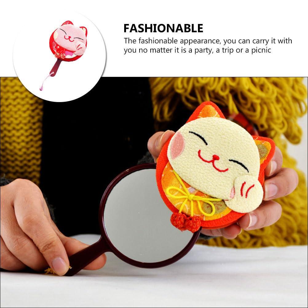 HEALLILY HEALLILY Pocket Mirror Hand Mirror Maneki Neko Handheld Mirror Japanese Lucky Cat Fortune Cat Design Lightweight Mirror Portable Mirror Travel Makeup Mirror Random Color Double Sided Mirror
