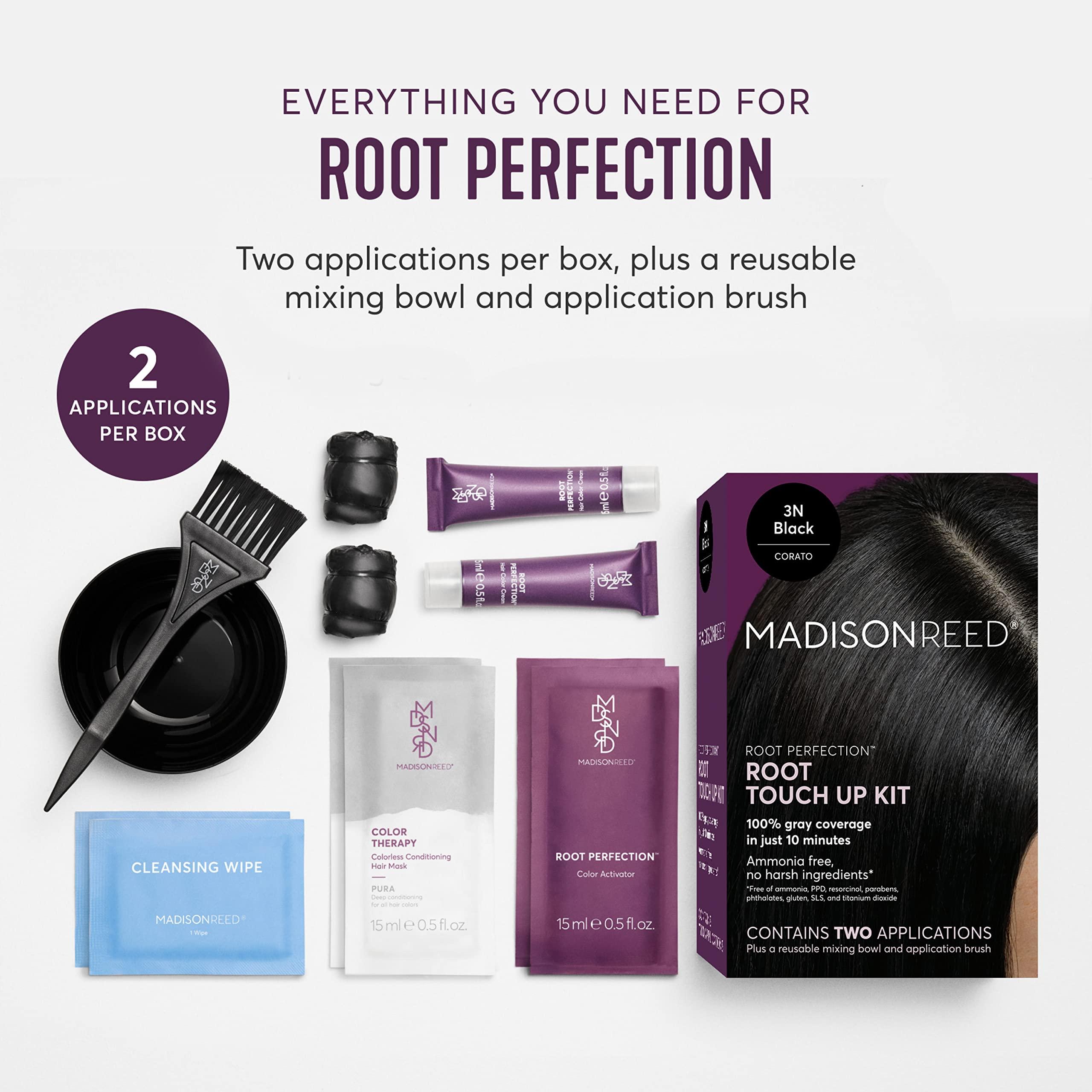 Madison Reed Madison Reed Root Perfection Permanent Root Touch Up, Black 3N Corato, 10 Minutes for 100% Gray Root Coverage, Ammonia-Free Hair Dye, Two Applications