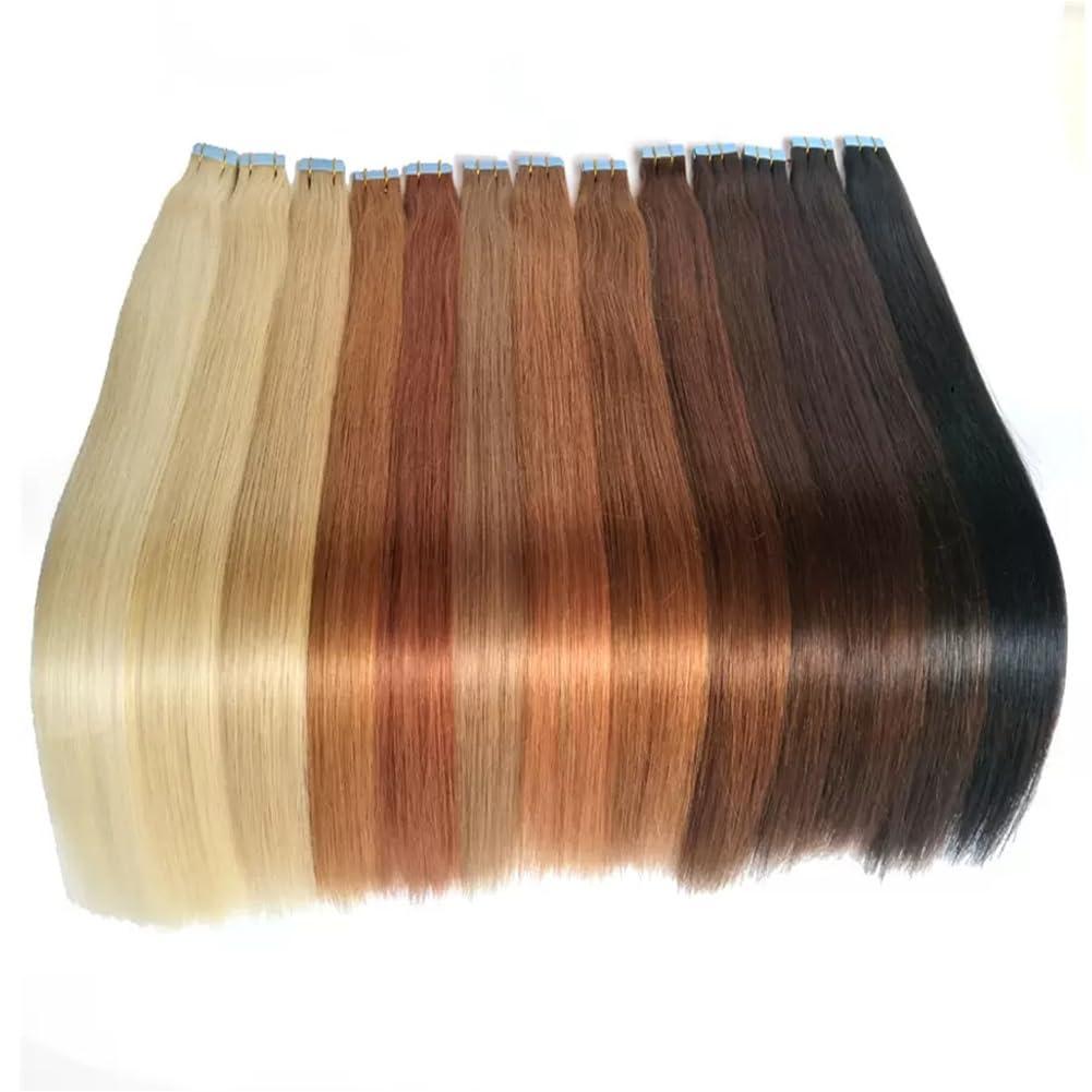 Saisifen Saisifen Tape in Human Hair Extensions 20pcs 50g/Pack Invisible Tape ins Extension Straight 30# Auburn Hair 18 inches