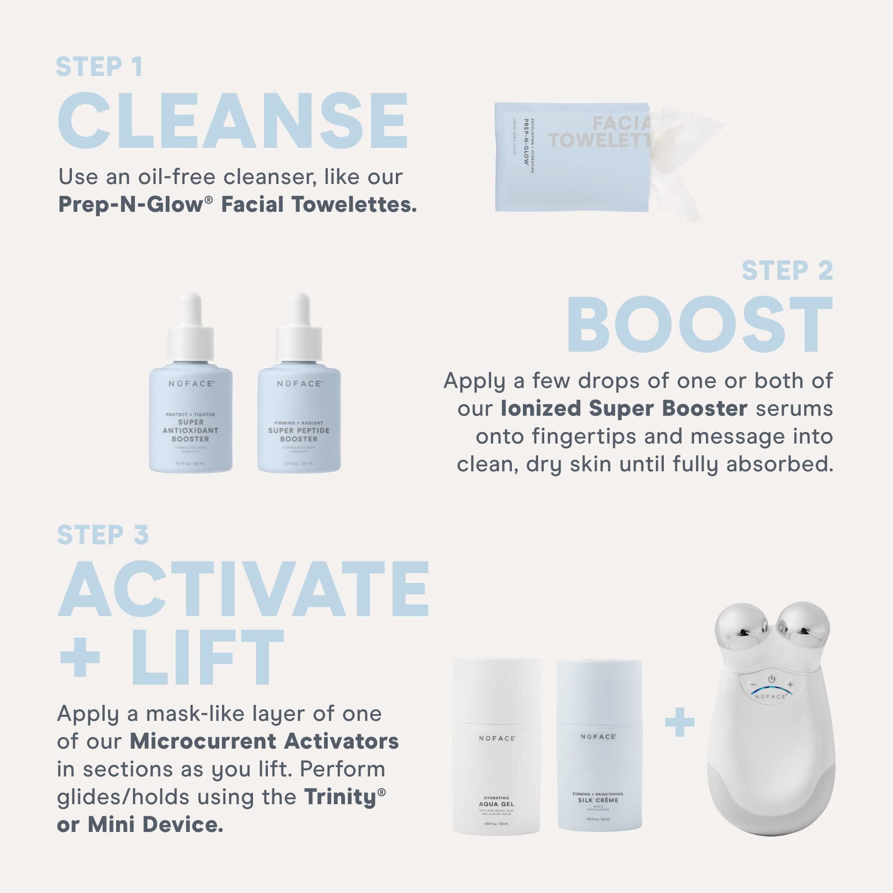 NuFACE NuFACE Trinity Microcurrent Facial Device Kit - FDA Cleared Face Sculpting & Neck Tightening Device to Contour Cheeks & Brows + Microcurrent Gel Activator, Silk Crme & Brush