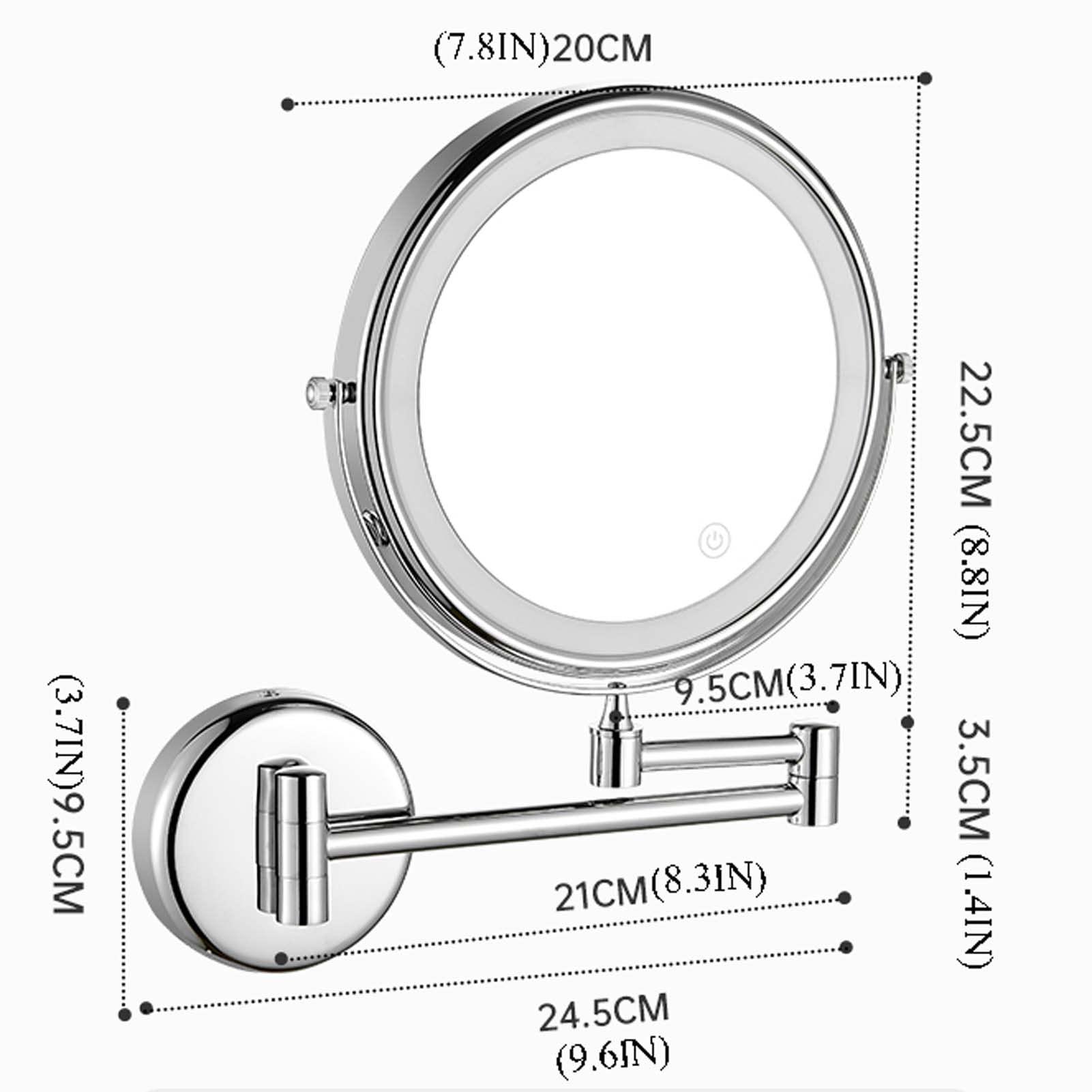 Contrence Wall Mounted Makeup Mirror with Magnification, 8'' HD Double Sided Bathroom Mirror, 360°rotatable, The Stand can be Folded and Unfolded, for Makeup and face Cleansing.-Matte Black||3X