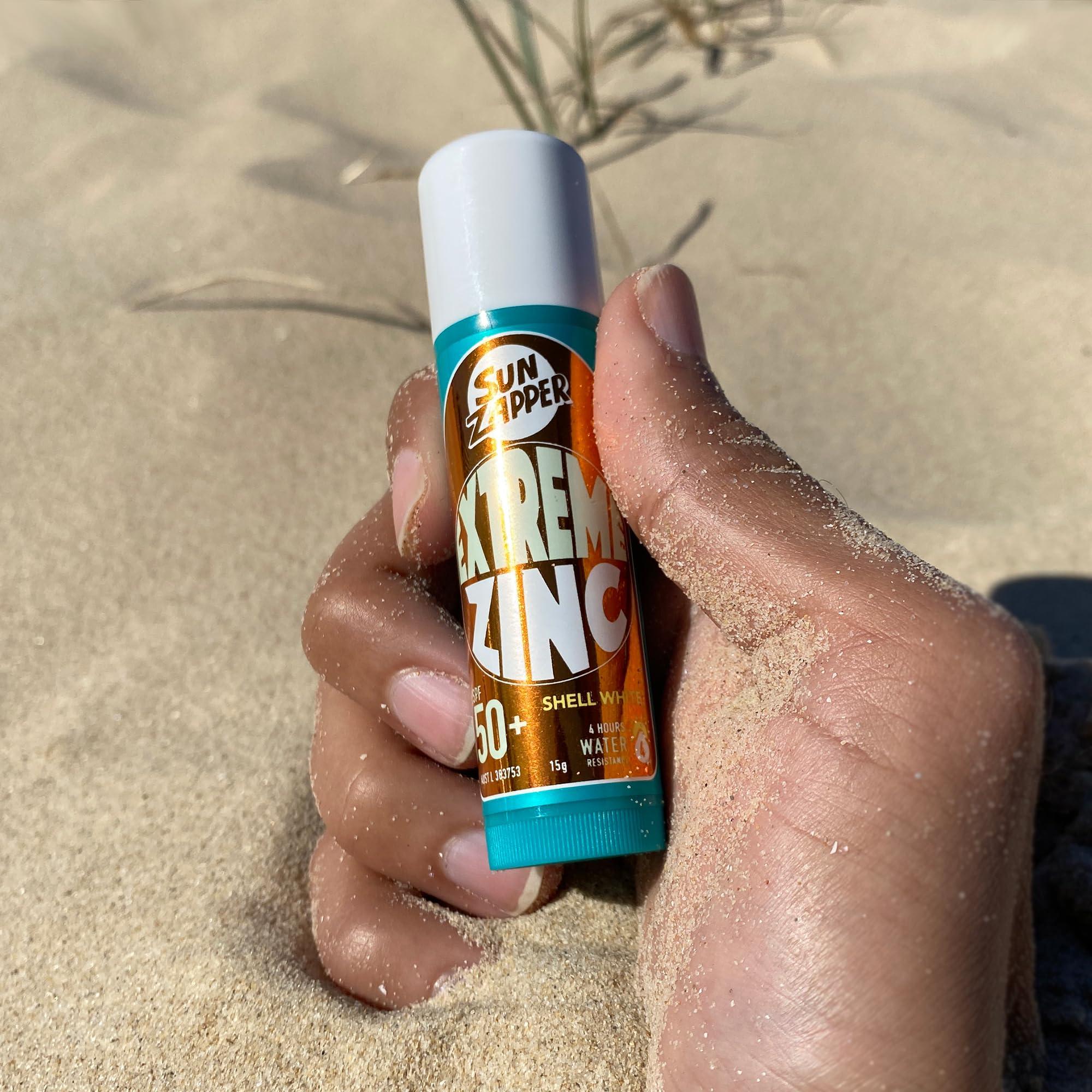Sun Zapper Sun Zapper (Shell White) Extreme Zinc Mineral Sunscreen Stick  SPF 50+ UVA/UVB Protection  White Color  Made in Australia