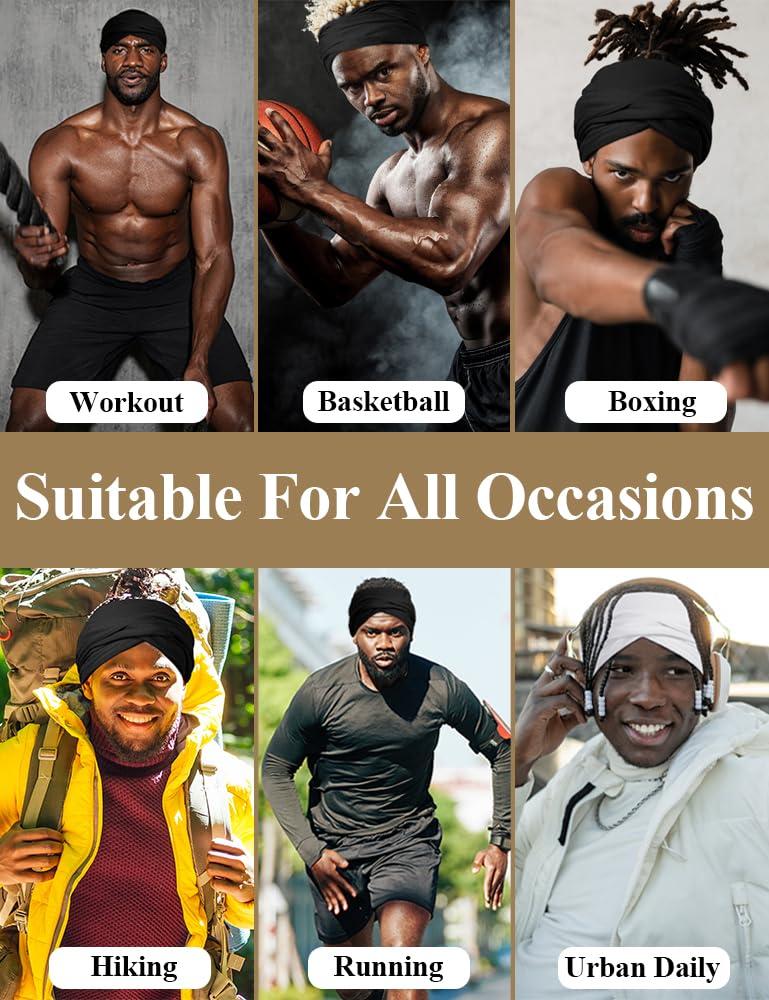 Ababalaya Ababalaya Satin Lined Open Turban Headband Mens Sweatband Sports Headband for Running,Cycling,Basketball,Yoga,Fitness Workout Stretchy Unisex Hairband, Grey, 1 PCS