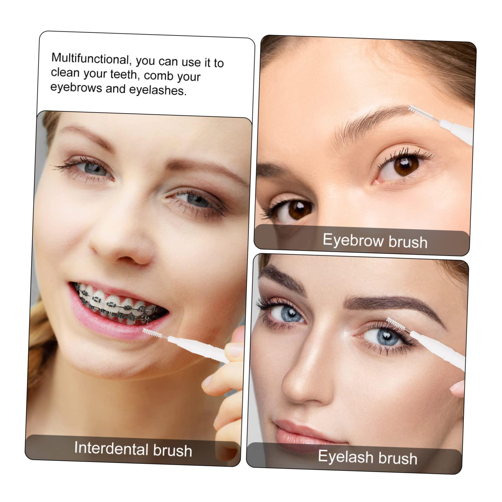 MERRYHAPY MERRYHAPY 20pcs Micro Eyebrow Brush with Cap Palette Eyelash Cosmetic Kit Eyebrows Tiny Eyebrow Comb Lashes Fluffy Wispy Mini Brow Brush Razor Glitter Mascara Mini Makeup Brush Pp White