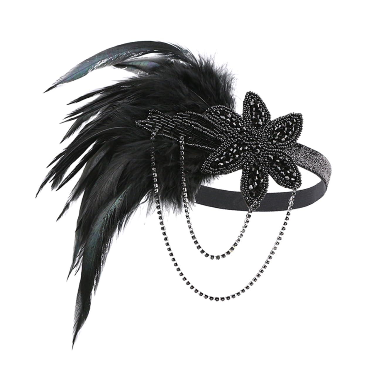 HAKIDZEL HAKIDZEL Accessories Womens Head Bands Headband Fascinators Hair Hoop Women Hairband 20s Headband Feather Headbands Peacock Headband Tassel Chain Miss Diamond