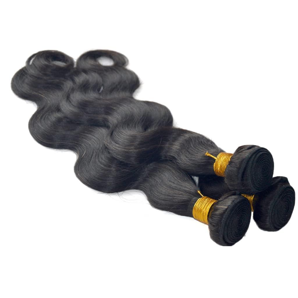 GREEMEO GREEMEO Brazilian Wavy Hair 3 Bundles Black Remy Human Hair Extensions Machine Weft Brazilian Virgin Hair Body Wave 3 Pack 300 Grams (22 24 24 Inches)