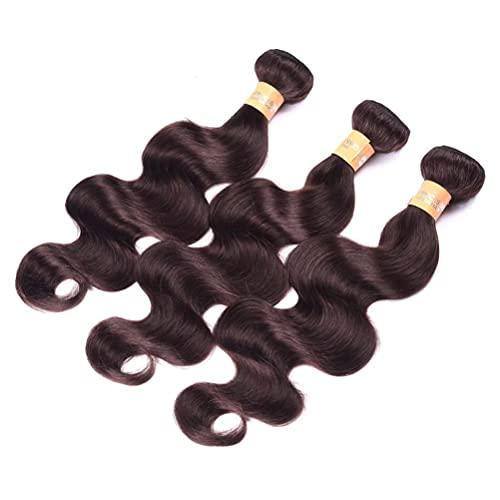 WOME WOME 8A Peruvian Virgin Hair Body Wave 3 Bundles Remy Human Hair Weaves 100% Unprocessed Peruvian Body Wave Hair Extensions Dark Brown Color (10 10 10,#2)