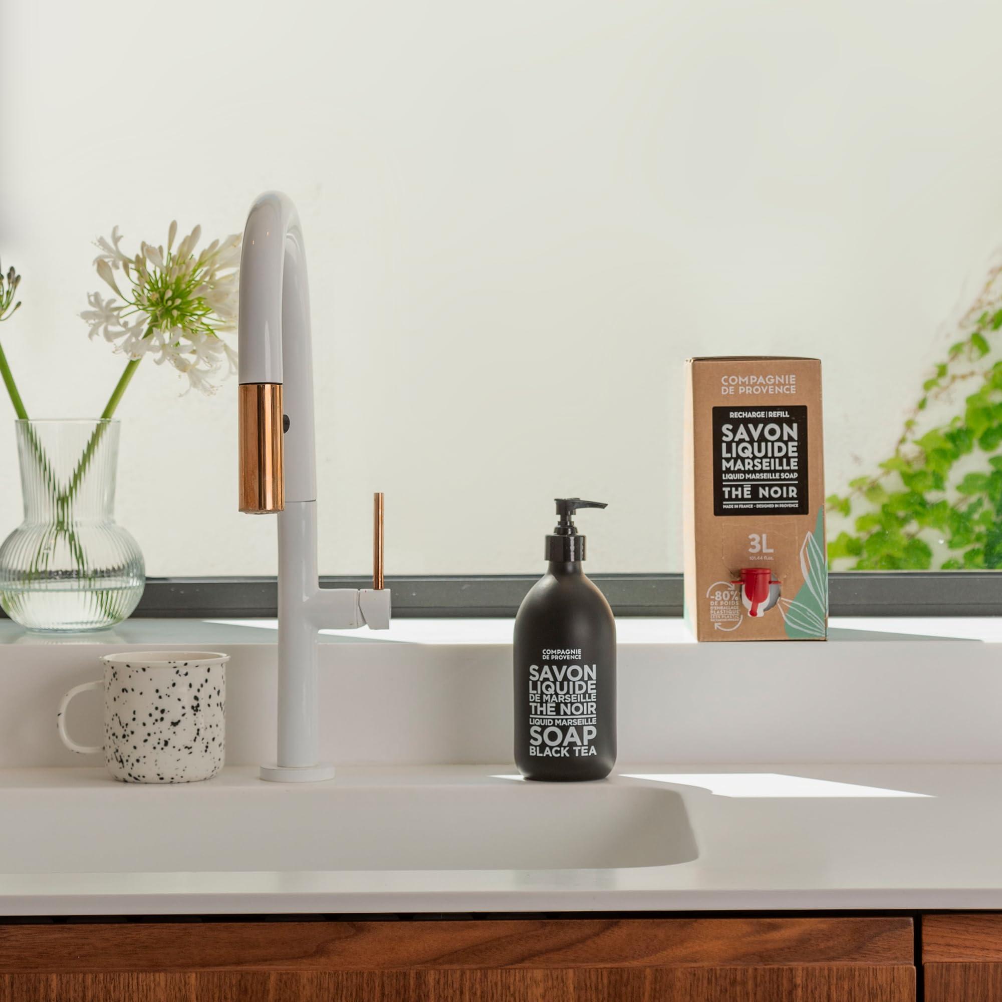 La Compagnie de Provence Compagnie de Provence Savon de Marseille Extra Pure Liquid Soap, Black Tea, 101.4 Fl Oz Eco Refill