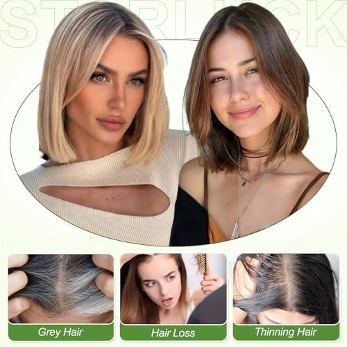 starluck starluck Hair Toppers for Women 100% Real Human Hair, 12 Inch Black Brown No Bangs, Pure Hand-Tied Silk Base with 3 Clips in Wiglets Toppers,Human Hair Toppers for Women with Thinning Hair