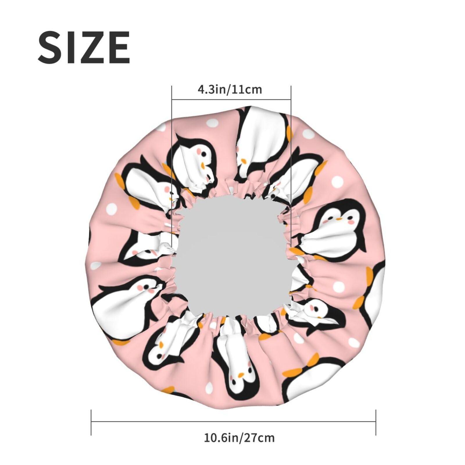 YIPOCH Cute Animal Penguin Large Shower Cap for Women Men Shower Caps for Women Reusable Waterproof Hair Cap Double Layers Showercap With PEVA Lined & Elastic Band Fashion Shower Bonnet