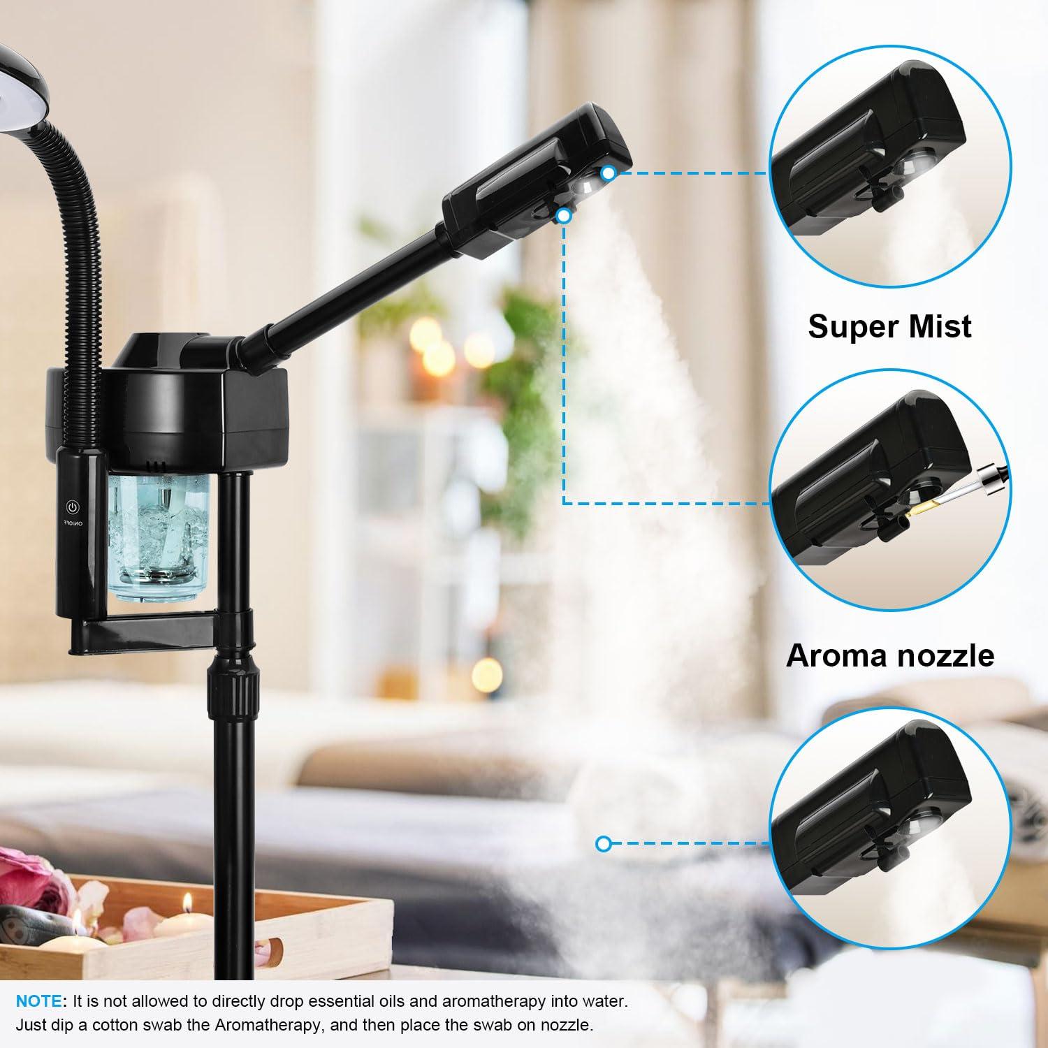 FLOLXNB FLOLXNB 2 in 1 Facial Steamer Professional Ionic Face Steamer with 5X Magnifying Lamp&Adjustable Hot Mist Nozzle, Esthetician Facial Steamer Salon Spa Beauty Skin Care Equipment