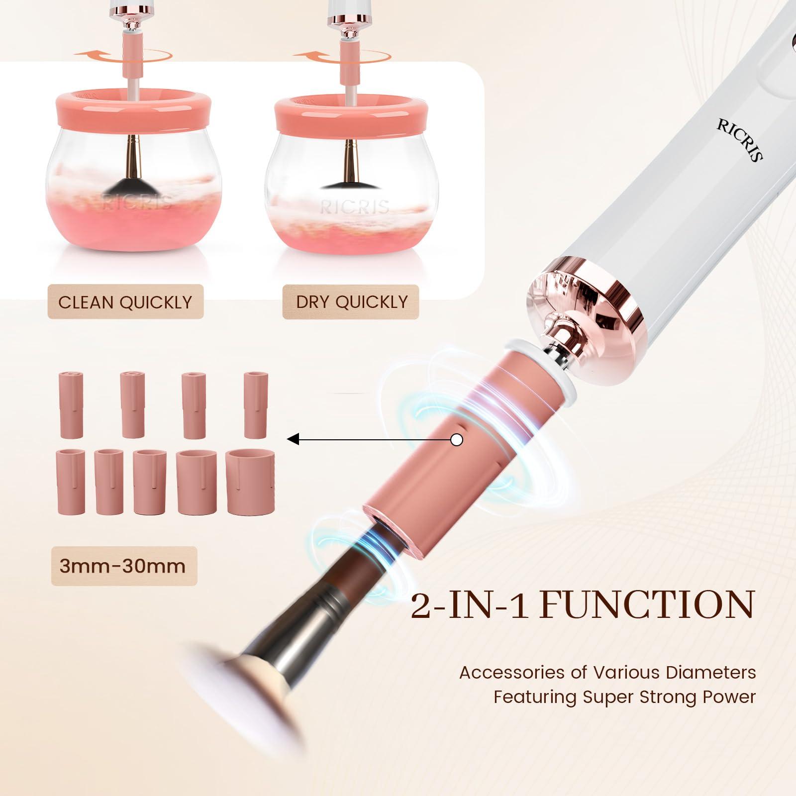 RICRIS RICRIS Electric Makeup Brush Cleaner Machine - Ultra Fast USB Make Up Brush Washer and Dryer - Automatic Cosmetic Brush Cleanser Tool Clean and Dry in Seconds for Beauty Women, Girls