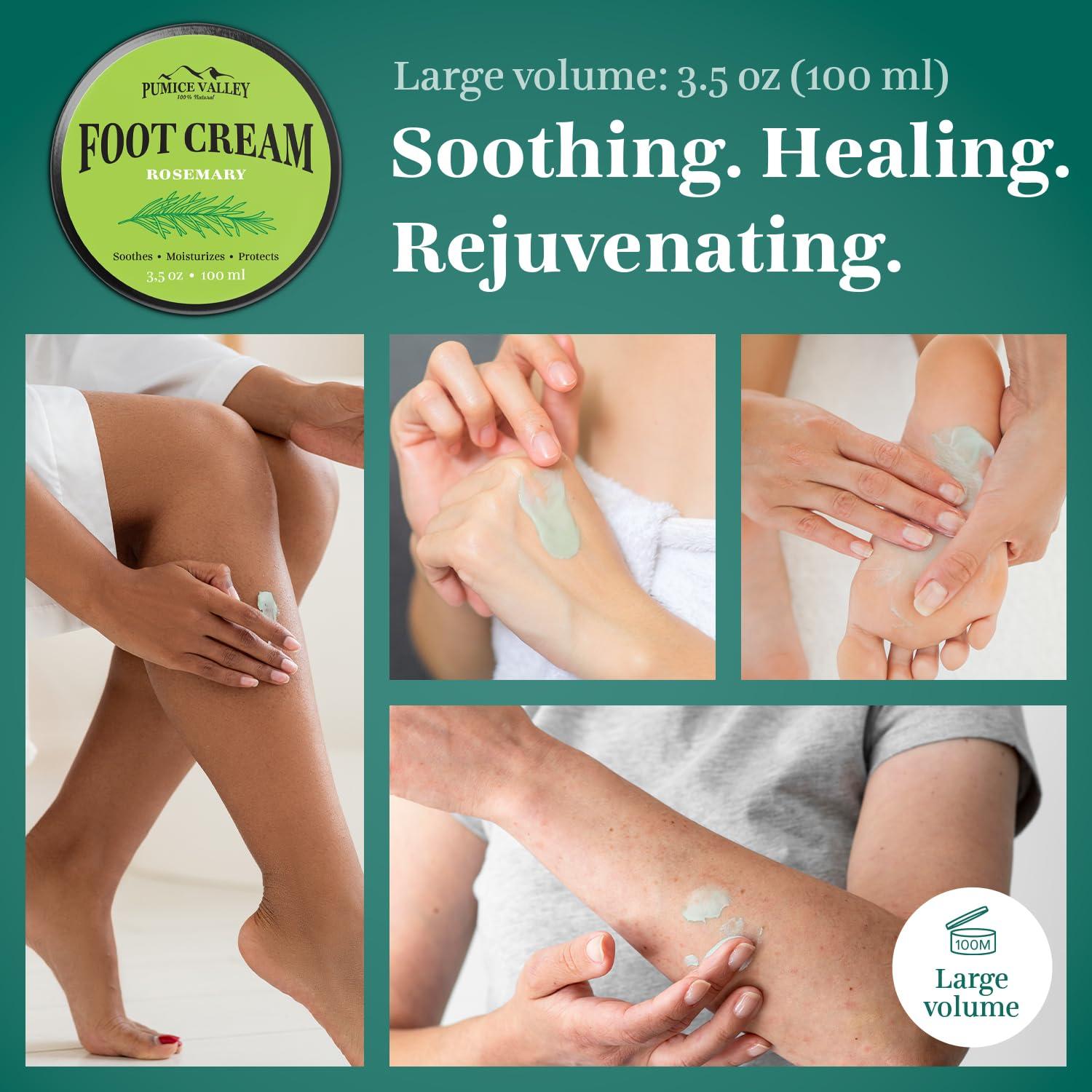 Pumice Valley Pumice Stone - Natural Earth Lava Black - Pumice Stone Foot File - Pumice Valley Foot Cream for Dry Cracked Heels and Feet - Rosemary Natural Foot Moisturizer Balm for Calluses and Dry Feet Treatment