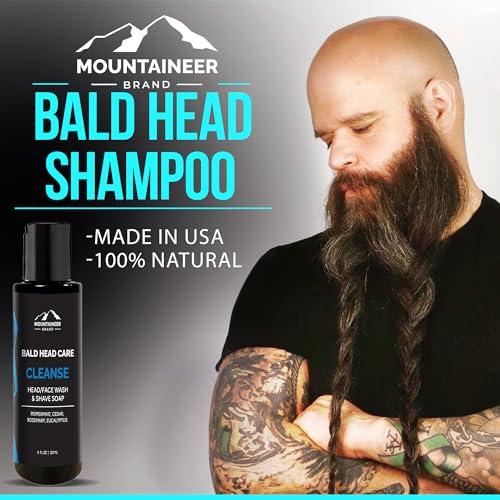 Mountaineer Brand, 100% Natural Always Mountaineer Brand Bald Head Care Gifts For Bald Men | All Natural 3 Step Daily Skin Care for Healthy Scalp & Face | Exfoliate Scrub | Cleanse Wash | Shine Away PH Balance