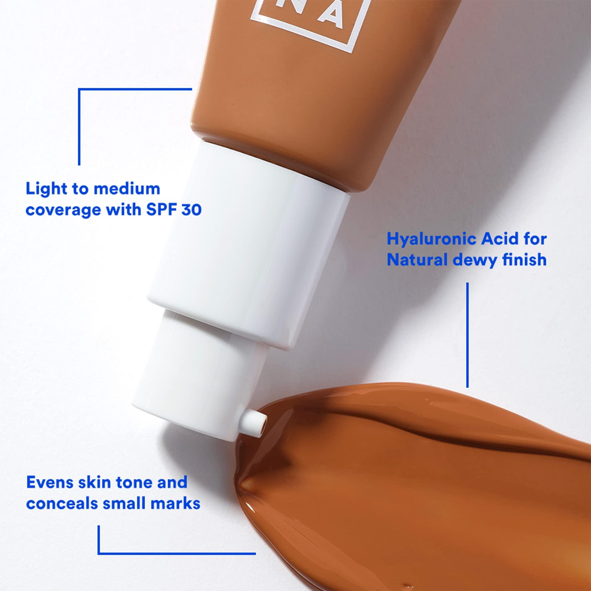 3INA 3ina 637 Tinted Moisturizer for Face with SPF 30 - Honey Beige - BB Cream with Light to Medium Coverage - Hyaluronic Acid Moisturizer for All Skin Tones - Vegan, Cruelty and Paraben Free Makeup - 1 oz