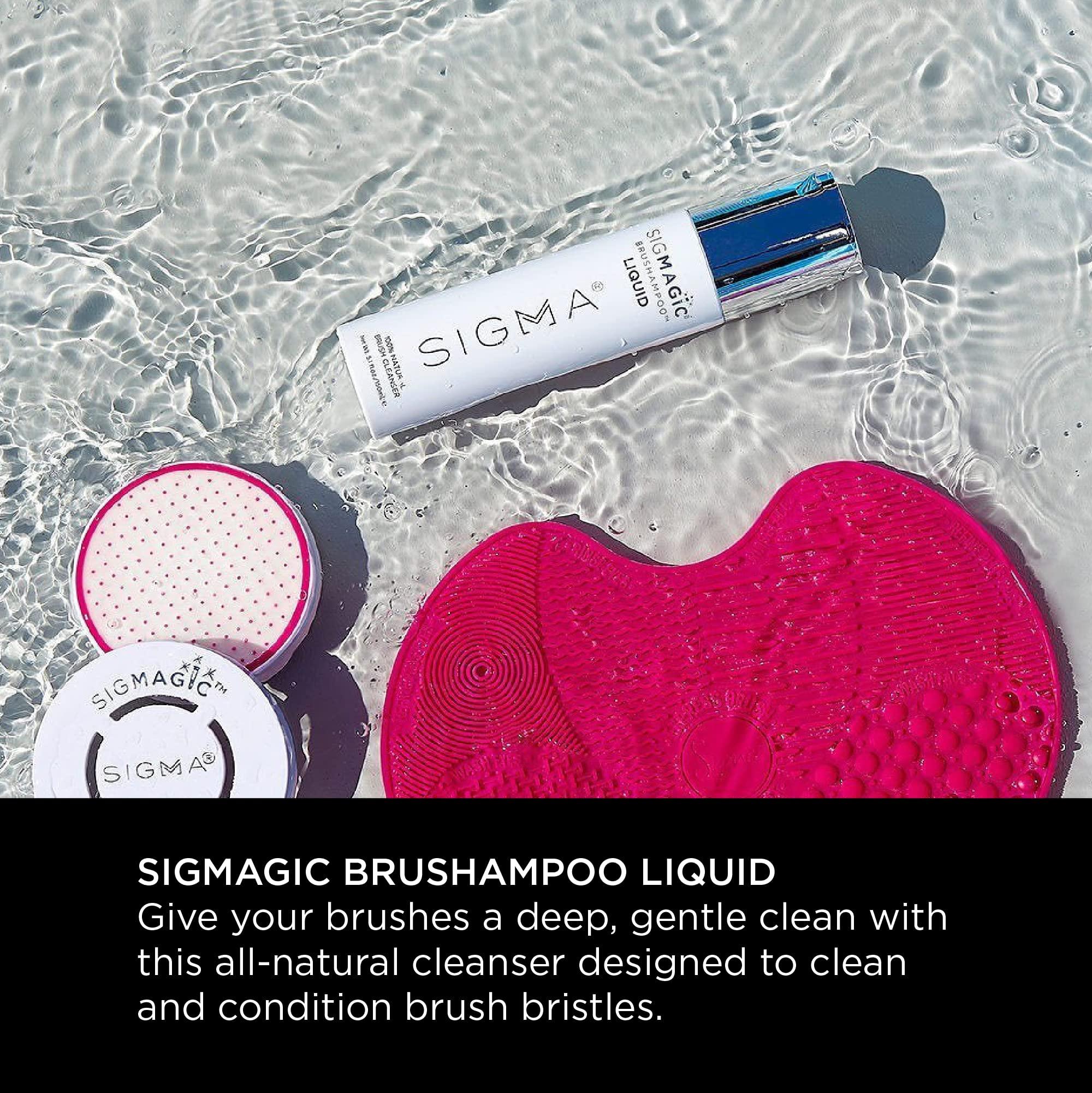 Sigma Beauty Sigma Beauty Sigmagic Brushampoo Liquid - Professional Grade Cleaner Solution for Makeup Brushes & Sponges to Remove Makeup Residue (5.1 FL Oz)