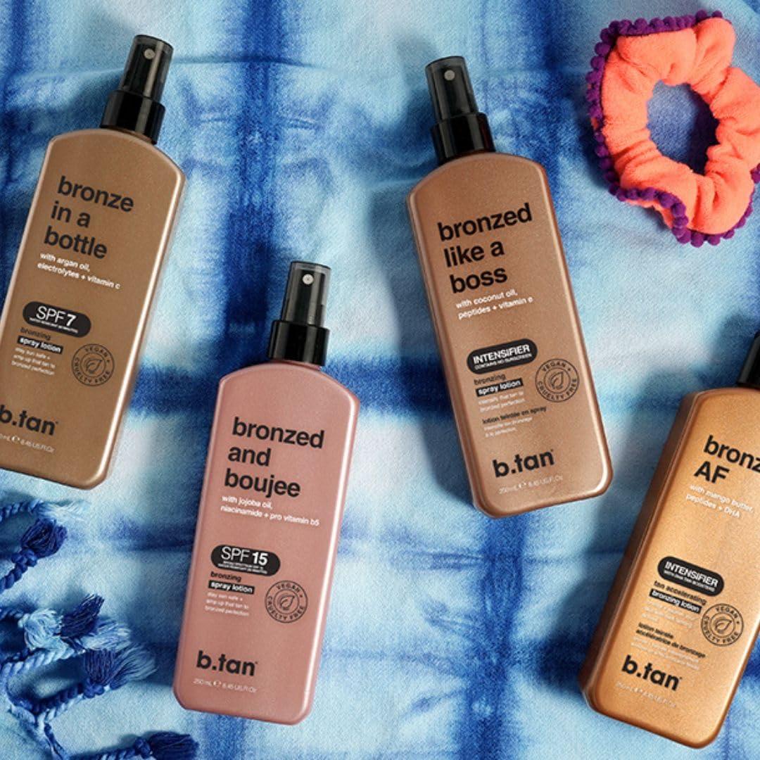 B.TAN b.tan Sun Tanning Lotion | Tan Accelerator - Best Tinted Browning Cream, Brown Intensifier Bronzing Lotion, No SPF, Packed with DHA Boosters, Mango Butter & Peptides, Austrailian Brand, 8.45 Fl Oz