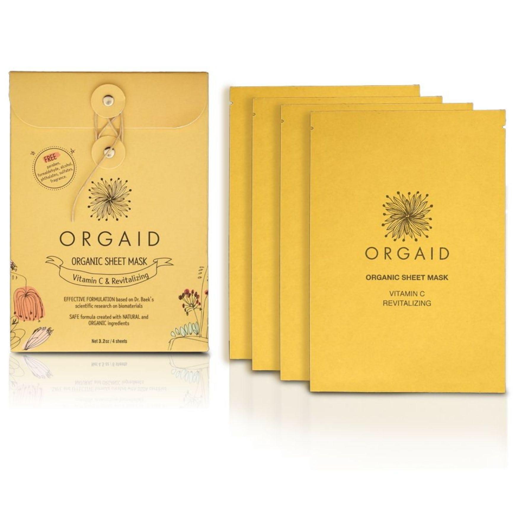 ORGAID ORGAID Organic Sheet Mask | Made in USA (Vitamin C & Revitalizing, pack of 4)