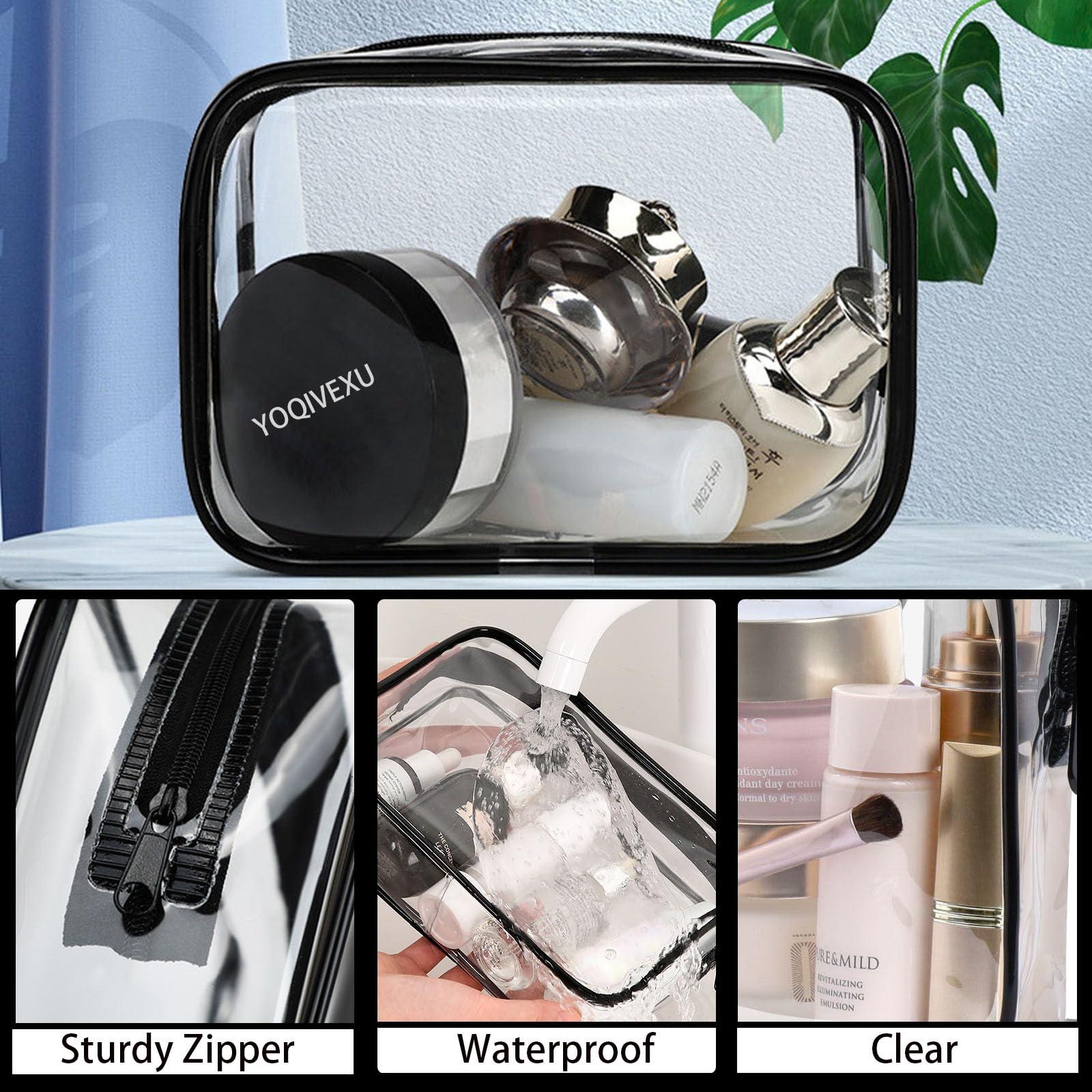 YOQIVEXU YOQIVEXU 6 Pieces Clear Cosmetics Bag Bulk, TSA Approved Toiletry Bag for Travel, PVC Zippered Clear Pouch Cosmetic Makeup Bag Waterproof Vinyl Plastic Organizer Case for Vacation Bathroom (Large)