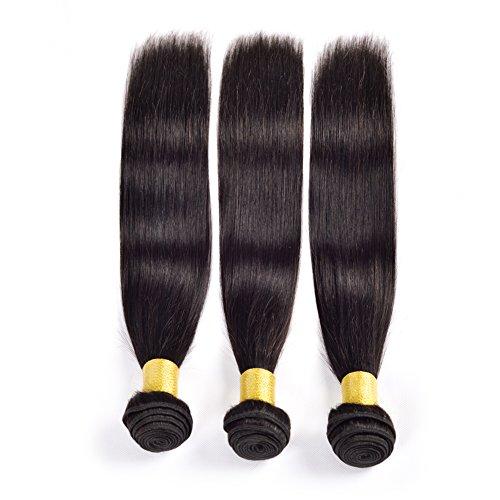YanT Hair YanT HAIR 9A Grade Malaysian Virgin Hair Straight Human Hair Weave 3 Bundles 22 24 24 Inches Natural Black Color Pack of 3