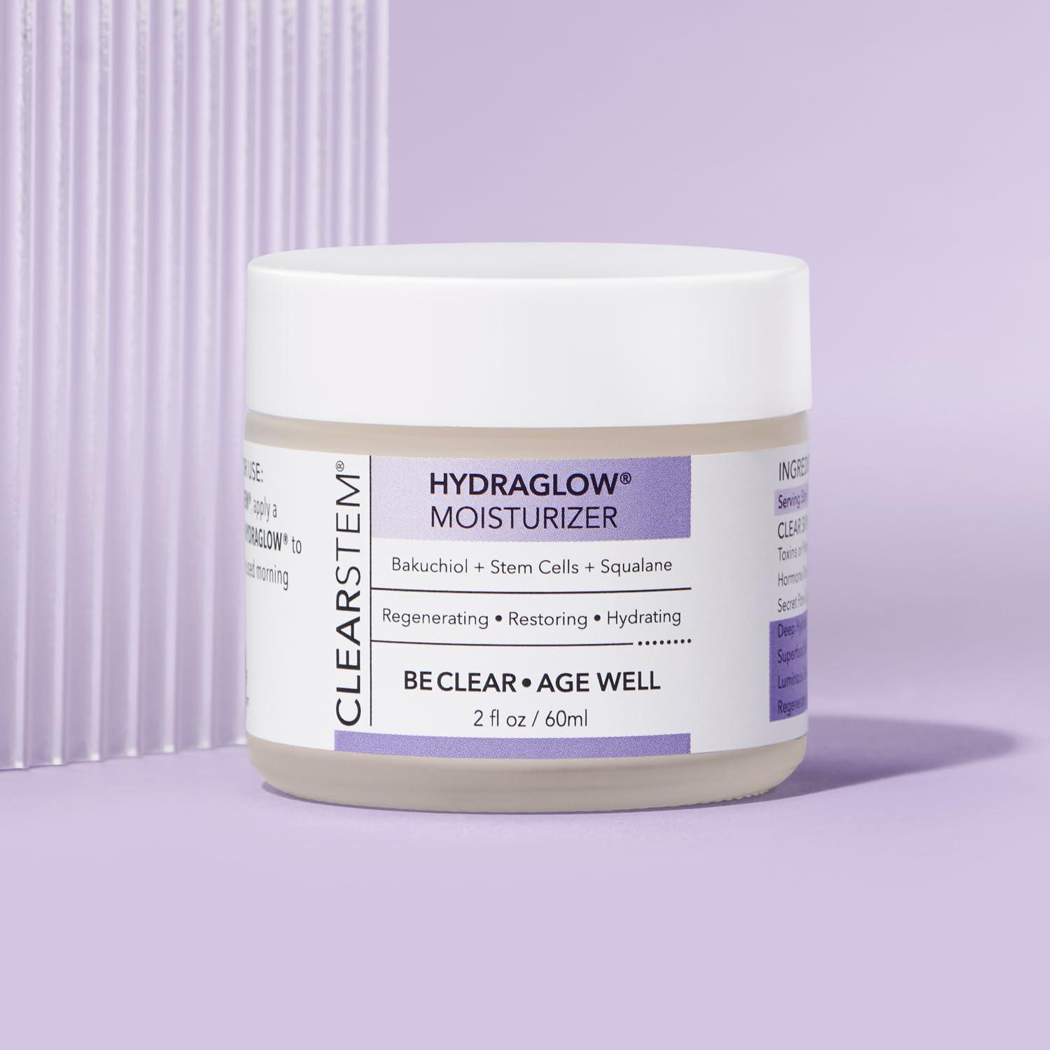 CLEARSTEM CLEARSTEM - HYDRAGLOW Stem Cell Moisturizer - Bakuchiol + Squalene - Youthful Skin Face Moisturizer - All Skin Types - Facial Skin Care Products - Vegan, Gluten Free, Cruelty Free - 2 fl oz / 60ml