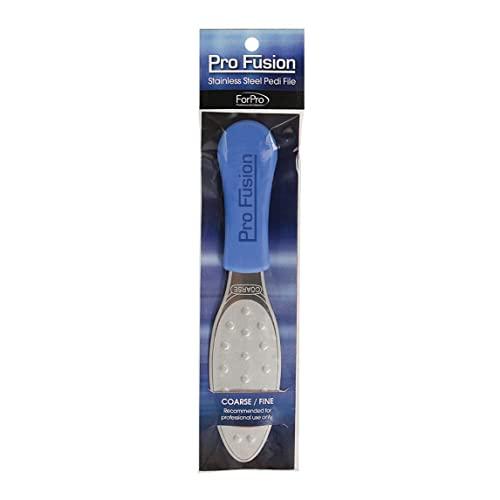 ForPro Professional Collection ForPro Pro Fusion Stainless Steel Pedi File - Coarse, Double-Sided Professional Quality - Blue Handle Pedicure File for Heels and Feet - 8.25” L