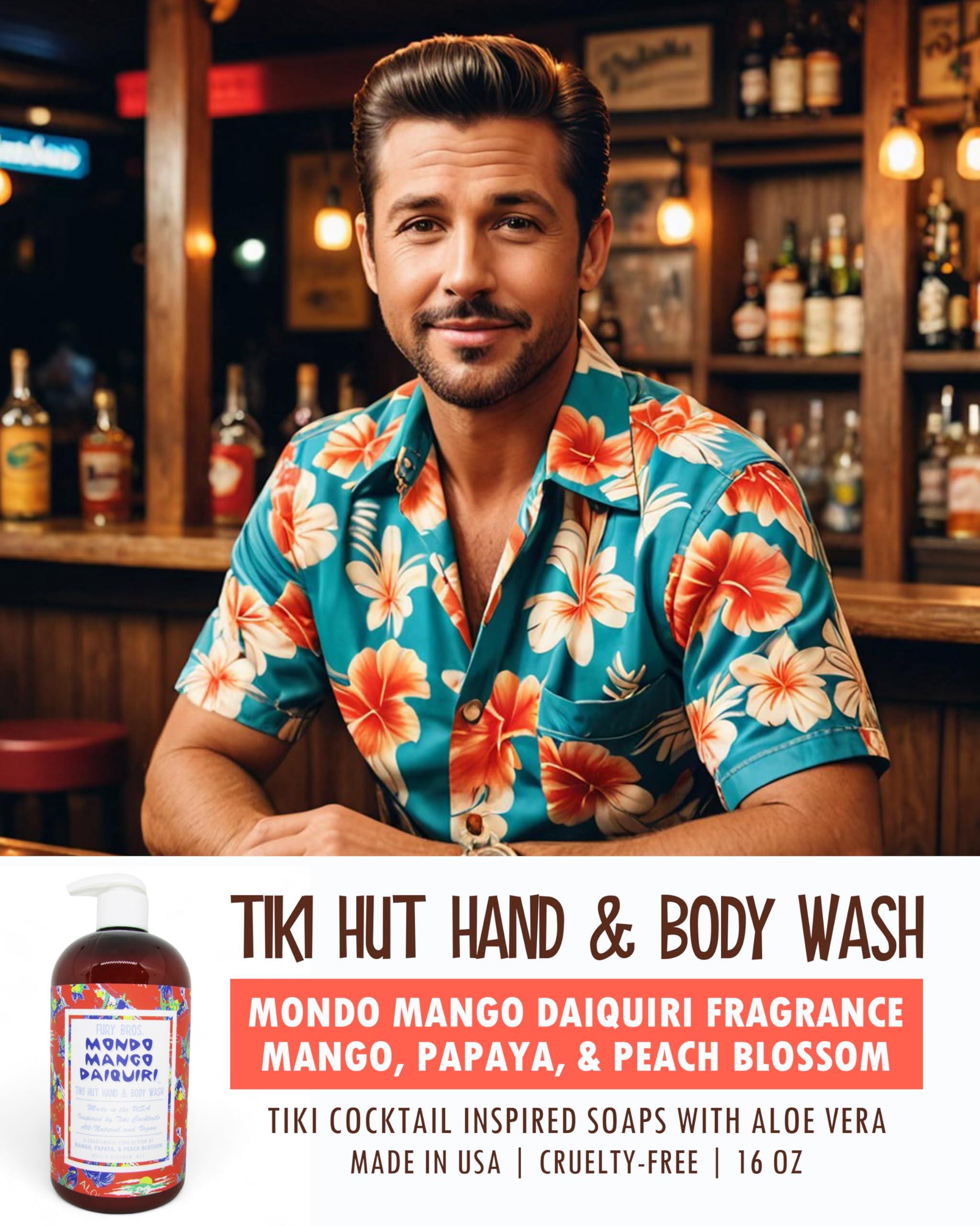 Fury Bros. FURY BROS. Tiki Hut Hand & Body Wash Mondo Mango Daiquiri | Mango Papaya & Peach Blossom | Natural Ingredients | Made in USA | Inspired by Tiki Cocktail Recipes | Cruelty-Free | 16 oz