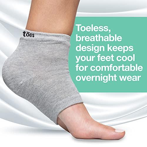 ZenToes ZenToes Moisturizing Heel Socks 2 Pairs Gel Lined Toeless Spa Socks to Heal and Treat Dry, Cracked Heels While You Sleep (Men's Large, Gray)