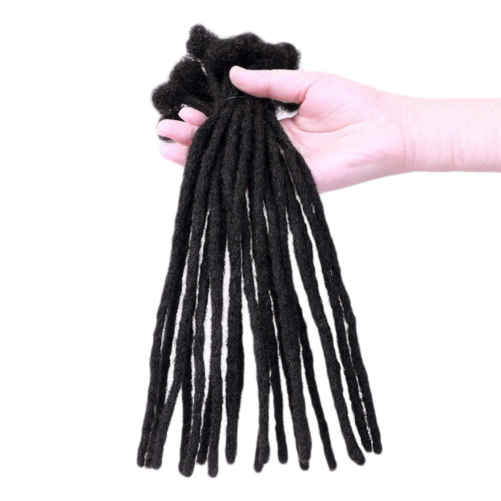 WacanDan WacanDan 100% Human Hair Dreadlock Extensions for Men/Women, 0.4cm Thickness 8 Inch 60 Strands Full Handmade Can be Dyed and Bleached Permanent Loc Extensions Human Hair Natural Black