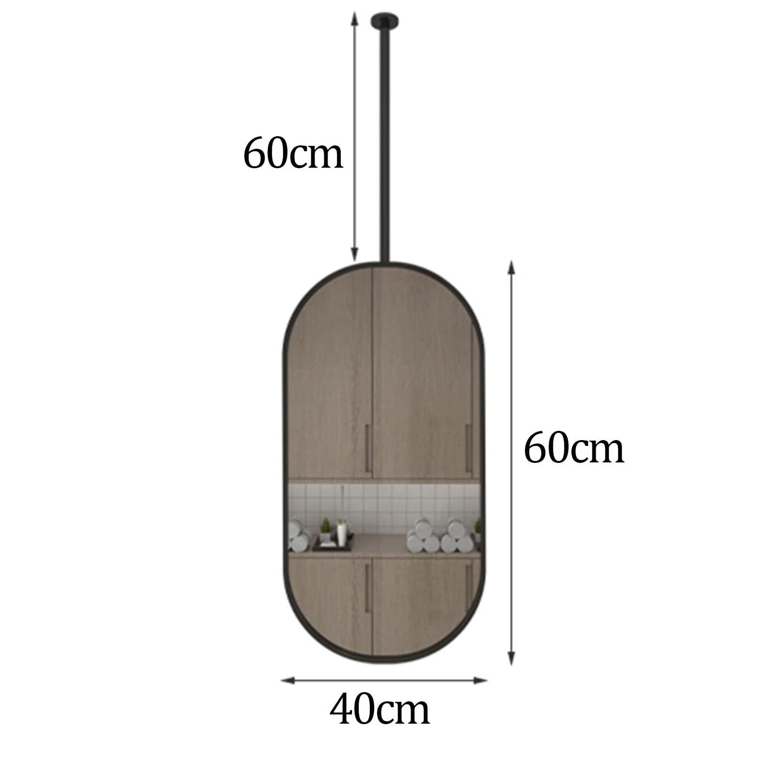 LHYZF LHYZF HD Oval Mirror for Ceiling Hanging, for Bathroom Washroom Makeup Shaving Cloakroom Bedroom Customizable Metal Boom Hanging Mirror (Size : 40cmx60cm)