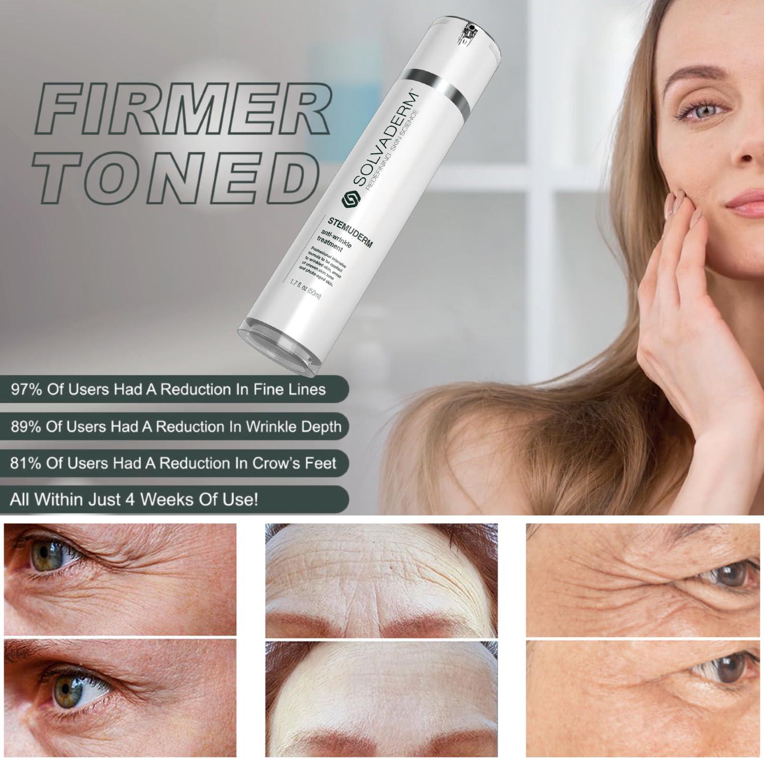 Solvaderm Stemuderm Face & Eye Cream Anti Aging Daily Moisturizer for Fine Lines and Wrinkles | Increase skins Natural Production of Collagen and Elastin with Organic Plant Based Stemcells