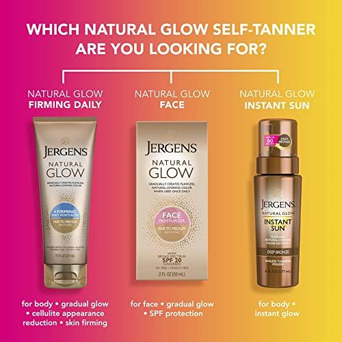 Jergens Jergens Natural Glow Face Self Tanner Lotion, SPF 20 Sunless Tanning, Fair to Medium Skin Tone, Daily Facial Sunscreen, Oil Free, Broad Spectrum Protection, 2 oz, Pack of 2 (Packaging May Vary)