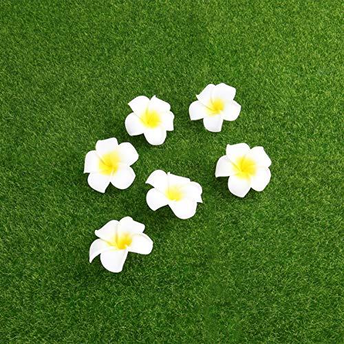 Beaupretty 100pcs Wedding Flower Frangipani Flower Fresh Flower Leis Artificial Frangipani Hawaiian Flowers Hawaiian Flower Hair Flower Hair Wreath Flower Hair Clips Foam Diy Bride White 6cm