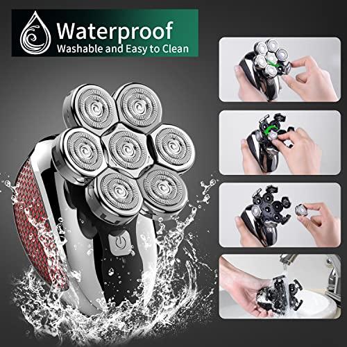 CHLANT Head Shaver for Bald Men 7D, Bald Head Shavers for Men Wet&Dry,CHLANT 5-in-1 Electric Head Shaver for Men Head Razor Cordless Rechargeable Waterproof, Electric Razor for Men Rotary Shaver Grooming Kit