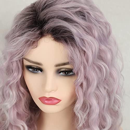Fencca Fencca Purple Wig Long Curly Wigs for Women Ombre Purple Wavy Curly Synthetic Wig Free Part Natural Looking Wig