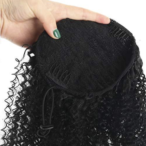 YITI YITI Afro Kinky Curly Drawstring Ponytails for Black Women Extended Contact Pull Rope Card Masson Hair Piece for African American Girls Curly Drawstring Ponytail Extension for WomenBlack (1B#)
