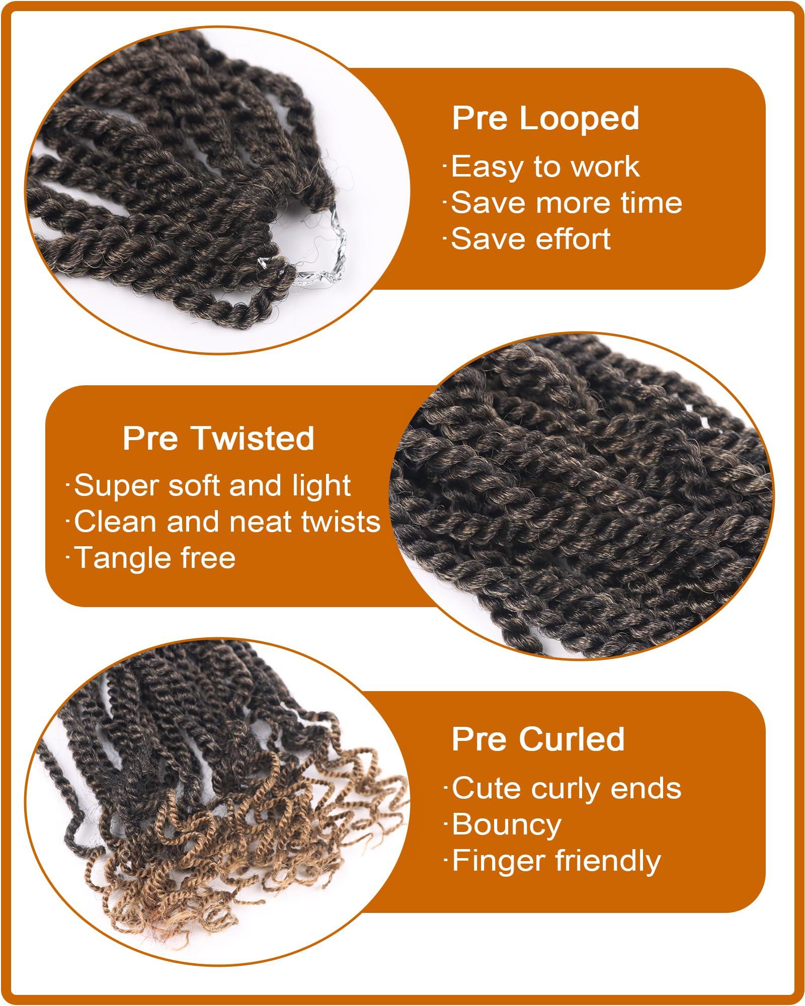 Aeagoo Aeagoo Senegalese Twist Crochet Hair for Black Women 12 Inch 8 Packs Pre Looped Crochet Braids Kinky Twist Crochet Hair with Curly Ends (12 Inch,T27)