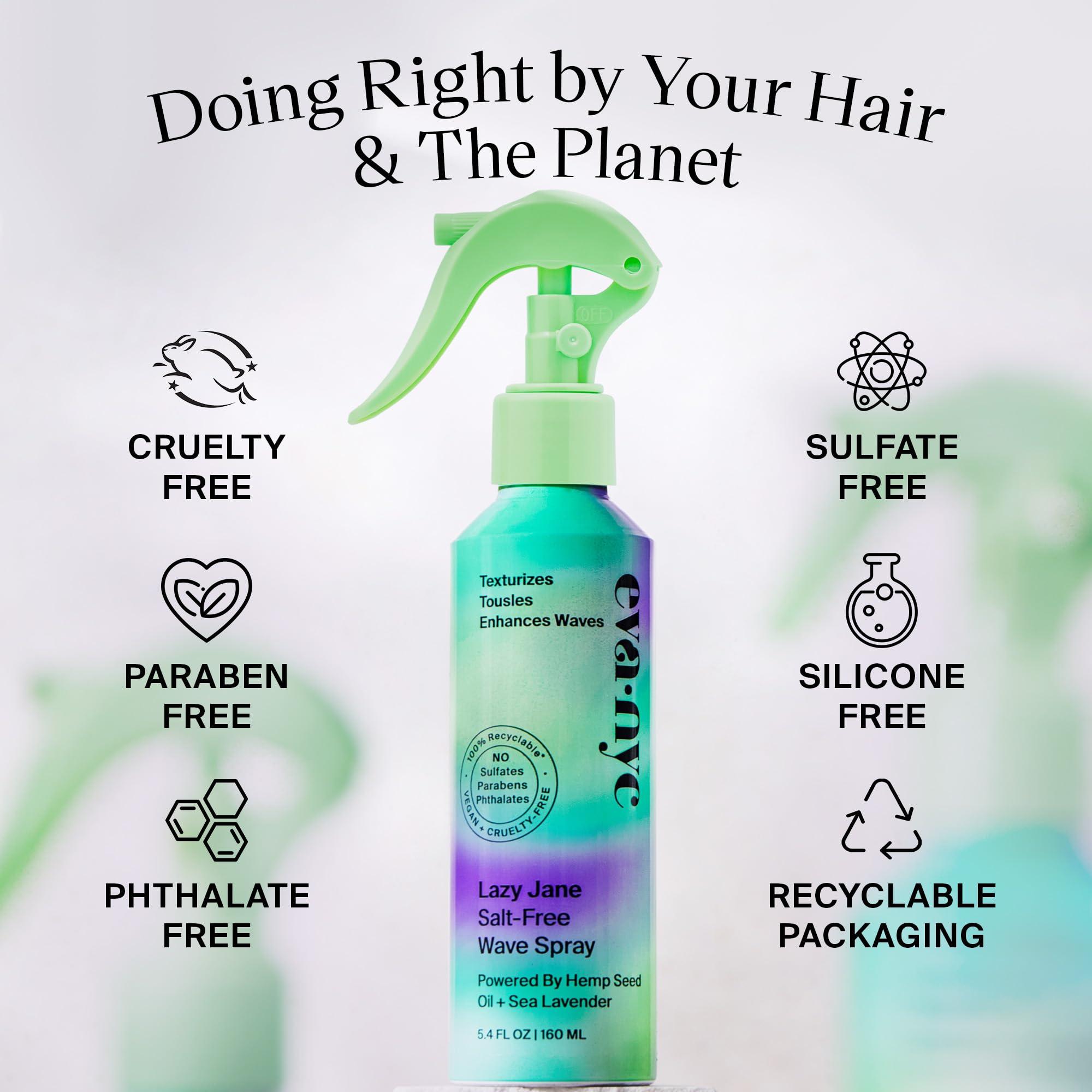 EVANYC Eva NYC Lazy Jane Wave Spray, Salt-Free Texture , Non-Sticky & GMO-Free Wavy Hair Products, Vegan for Women, 5.4 oz