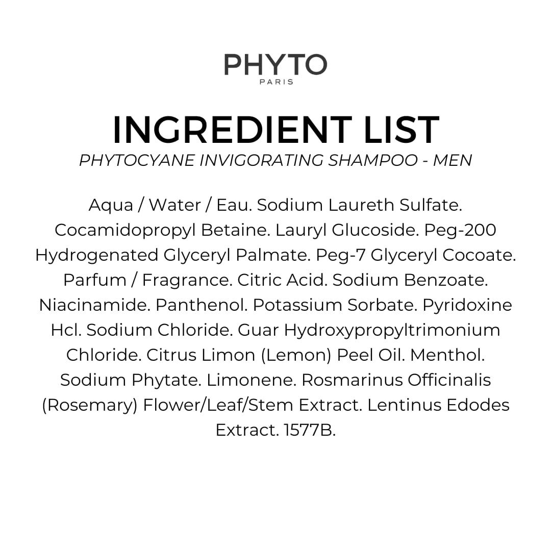 PHYTO PHYTOCYANE Men Invigorating Shampoo, Hair Thinning Shampoo, New & Improved Phytonovathrix Shampoo, 8.45 fl.oz.