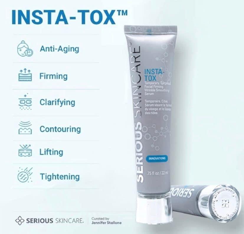 Serious Skincare Serious Skincare INSTA-TOX Instant Wrinkle Smoothing Serum - Improves appearance of Fine Lines & Wrinkles - Temporary Skin Tightener - Instant Line Filler - Two .75 Fl Oz Tubes (2Pack)