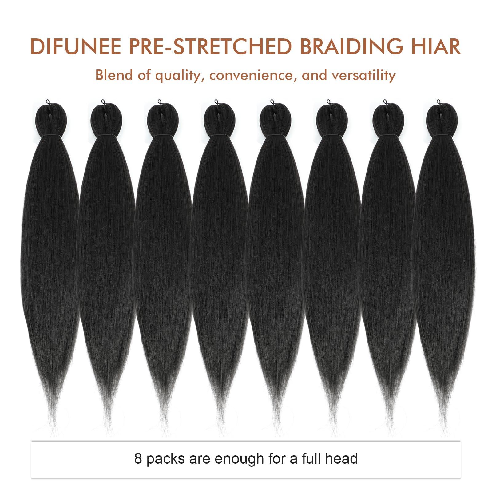 DIFUNEE DIFUNEE Pre-stretched Braiding Hair - 30 Inch 8 Packs Dark Brown Super Long Braiding Hair For Twist or Box Braids, Yaki Texture Hot Water Setting Synthetic Braiding Hair Extensions (30 Inch, 2-8P)