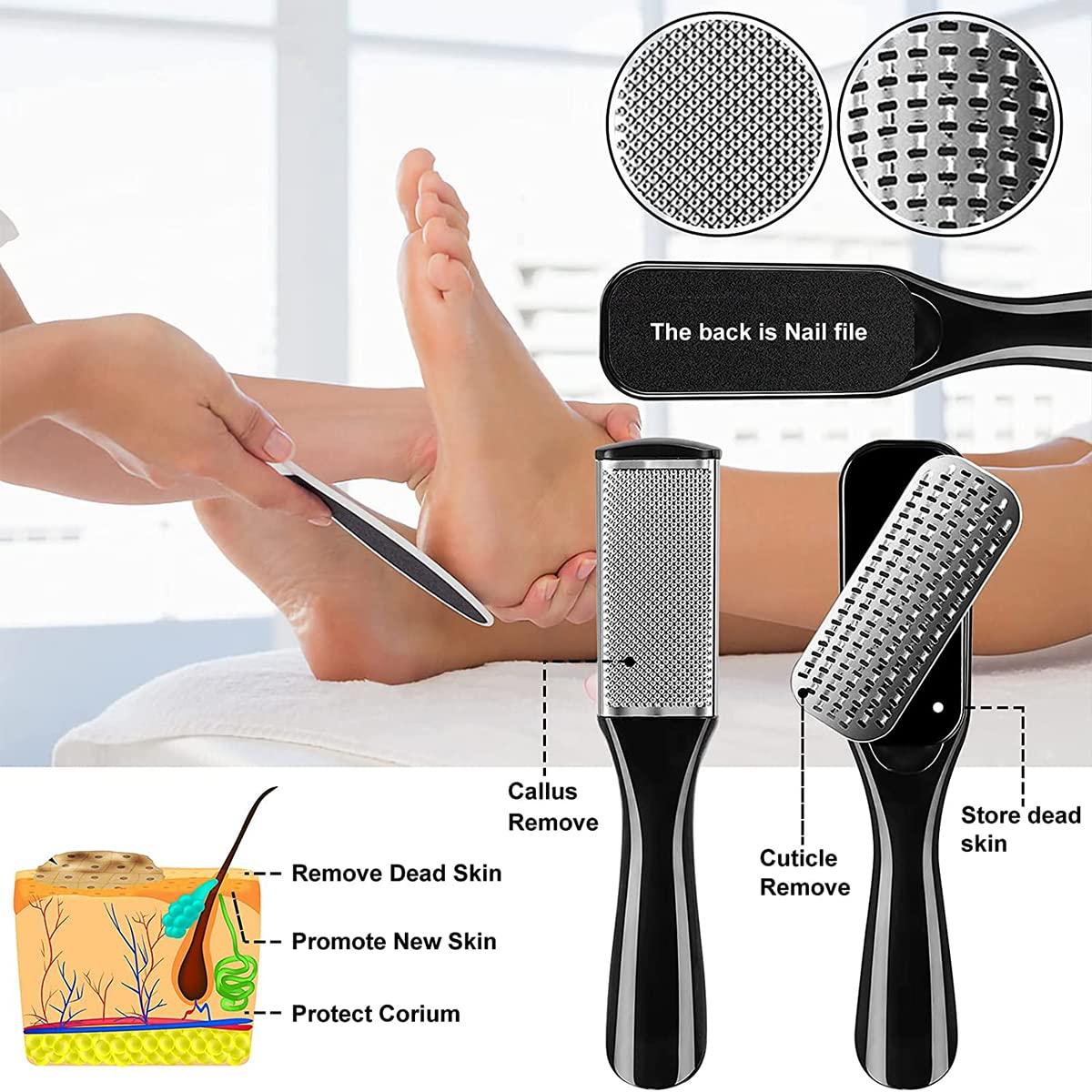 TARANDUS Professional Pedicure Foot Spa Set,10 in 1 Pedicure Set for Feet,Stainless Steel Foot Care Kit, Foot Rasp Dead Skin Remover Foot Pedicure Kit,Foot File Kit Foot Callus Remover (Black)