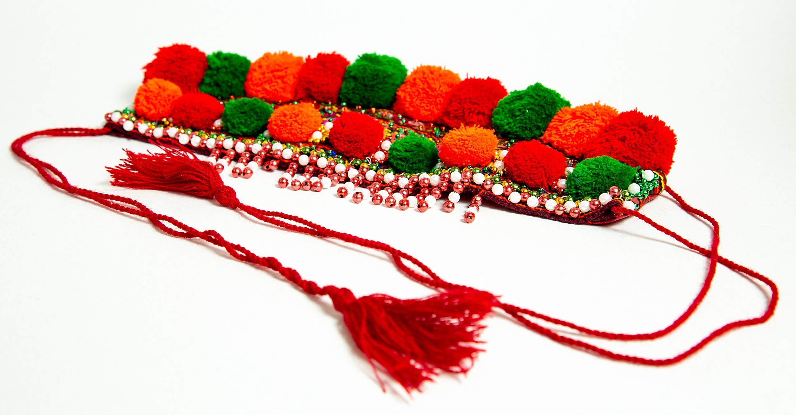 Rushnichok Ukrainian Wedding Chiltse Kokoshnik Traditional Easter Headdress Wreath Vyshyvanka Style Handmade Beaded (Green Orange)