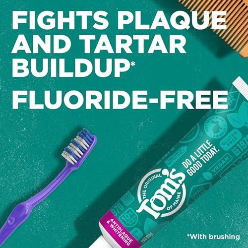 Tom's of Maine Tom\'s of Maine Fluoride-Free Antiplaque & Whitening Natural Toothpaste, Peppermint, 5.5 oz. (Pack of 2)