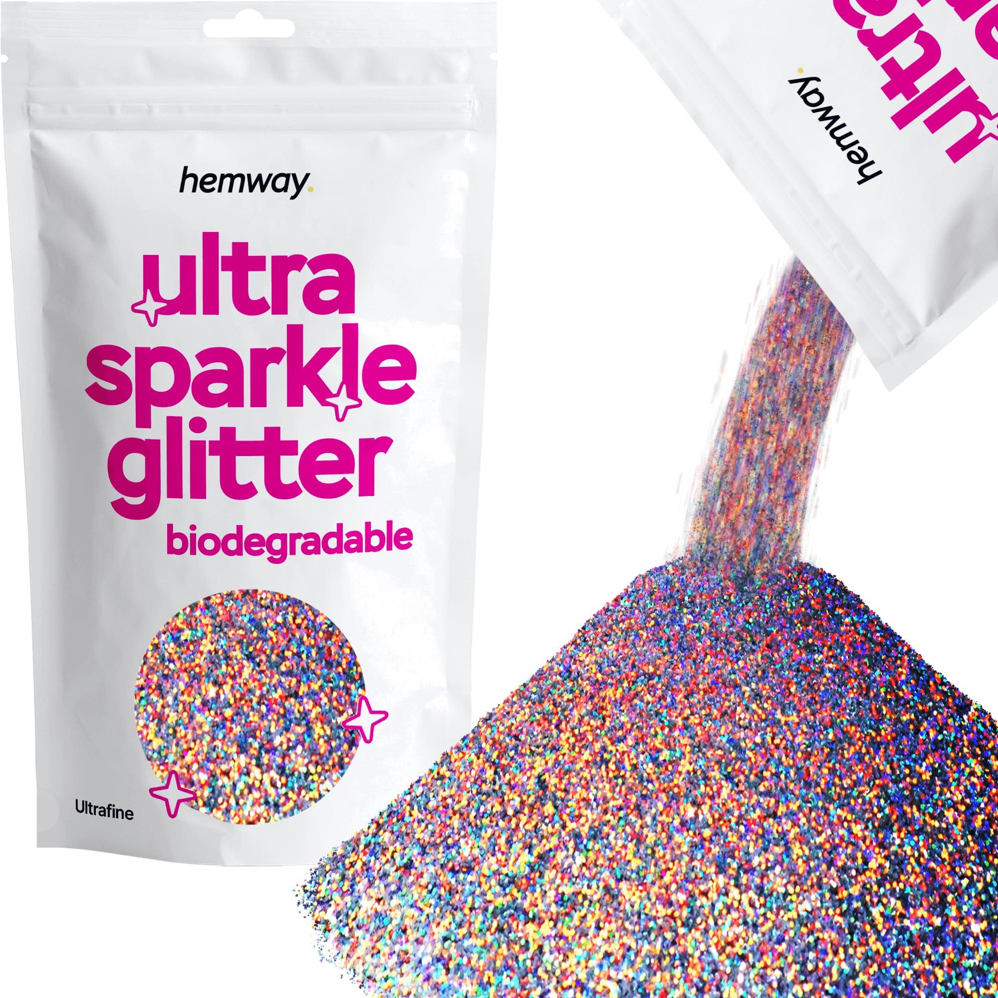 Hemway Hemway Eco Friendly Ultra Sparkle Glitter 100g / 3.5oz - Biodegradable Vegan Cosmetic Safe for Craft Face Hair Nail and Festival Makeup - Ultrafine (1/128" 0.008" 0.2mm) - Gun Metal Grey Holographic