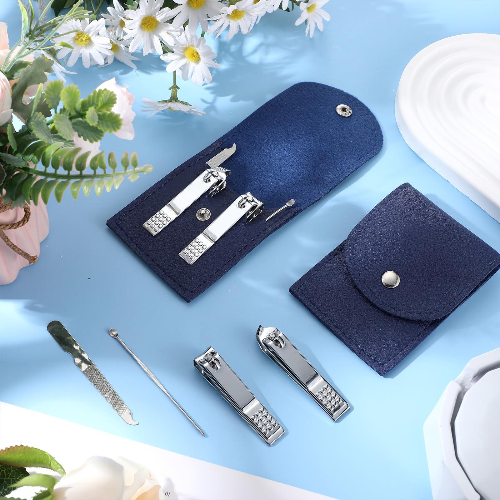 Geosar Geosar 50 Set Travel Manicure Kit Nail Clippers Pedicure Professional Nail Care Tools Stainless Steel Grooming Nail Set with Portable Travel Case Gifts for Family(Navy Blue)