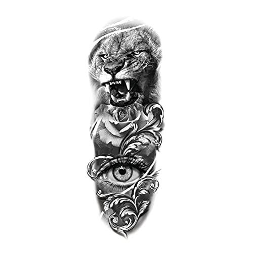 KAIKAI KAIKAI Fake Tattoo Tiger for Men Waterproof Temporary Dragon Flower Paper Sticker Totem Geometric Full Arm Large Size Sleeve Tatoo Boys (Color : TQB-95)