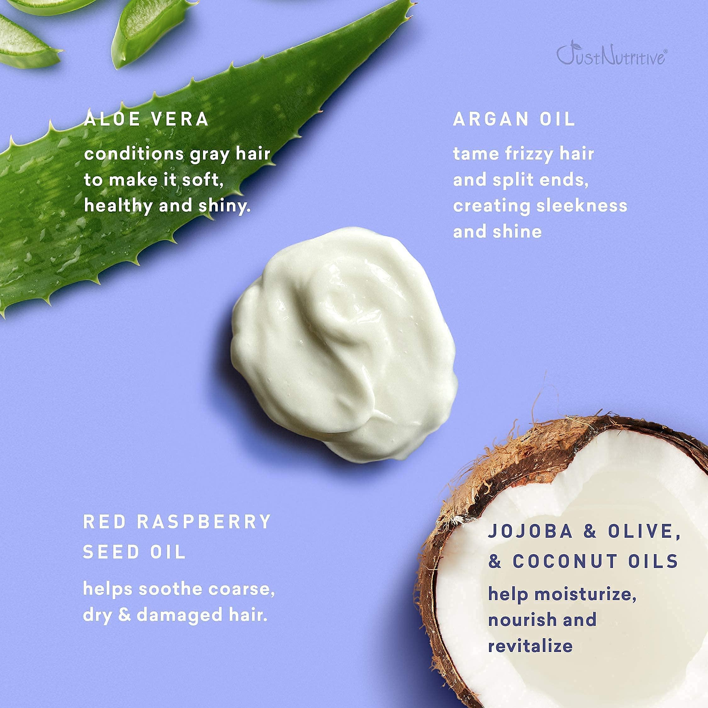 Just Nutritive Just Nutritive Gray Hair Shampoo and Conditioner Set for Gray Hair Kit, Natural Shampoo and Conditioner for Gray Hair Bundle, 16 oz Each Product